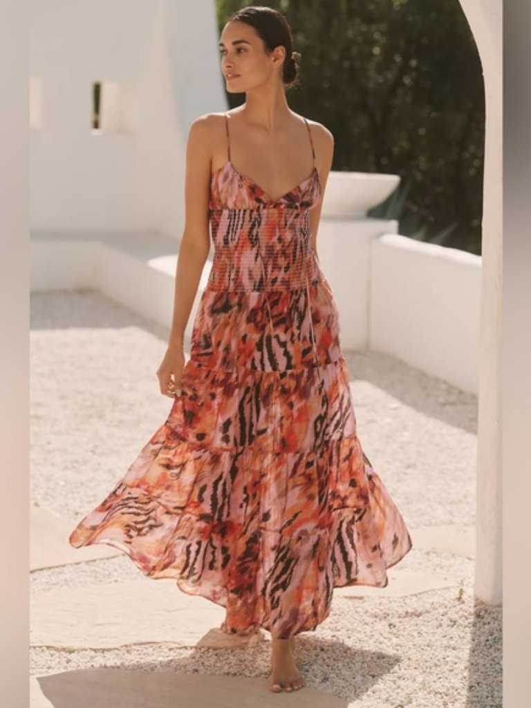 Anthropologie Celandine Josephine Smocked Dress, Size L Petite